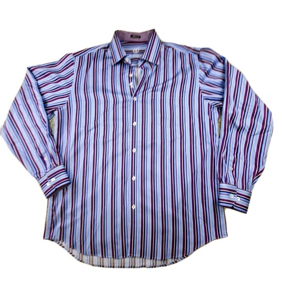 Bugatchi Uomo Striped long sleeve‎ flip cuff shirt, XL $155 nice! - Picture 3 of 8